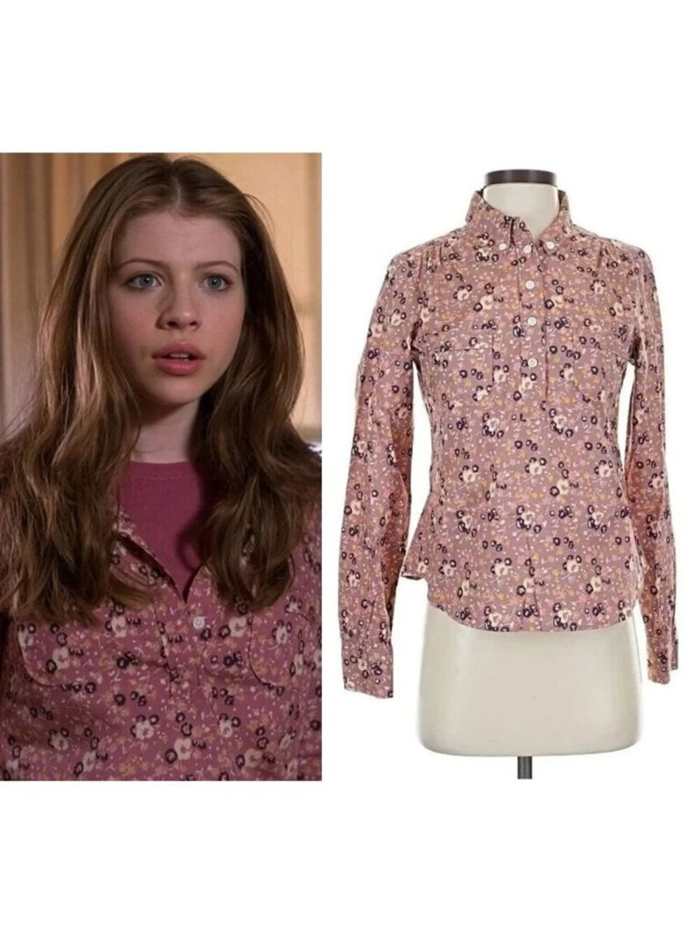 ASO MICHELLE TRACHTENBERG ICE PRINCESS Floral Shirt BOHO COTTAGECORE Y2K RARE